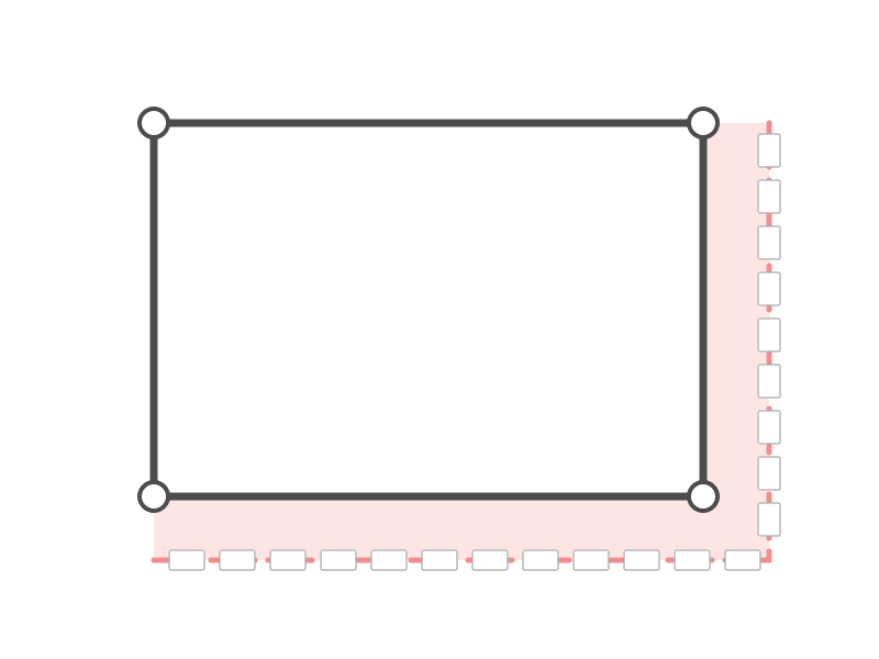 筆界と所有権界を表した模式図。登記上の区画と、所有権の範囲は一致しない場合があります。